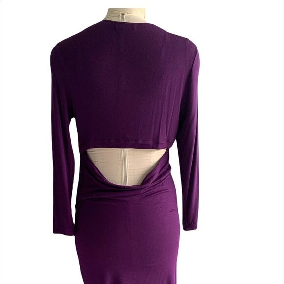 Tobey Grey purple jersey body com sexy dress cowl back draped and open Small - Picture 2 of 9